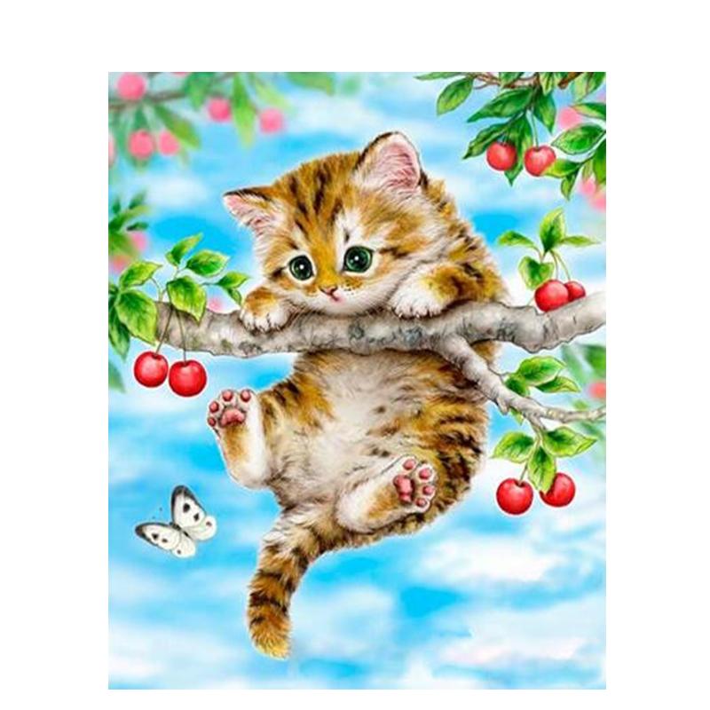 Little Kitten On Branch - DIY Painting By Numbers Kit