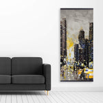 Abstract And Texturized City With Yellow Taxis - Wooden Magnetic Frame