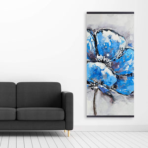 Abstract Blue Petals - Wooden Magnetic Frame