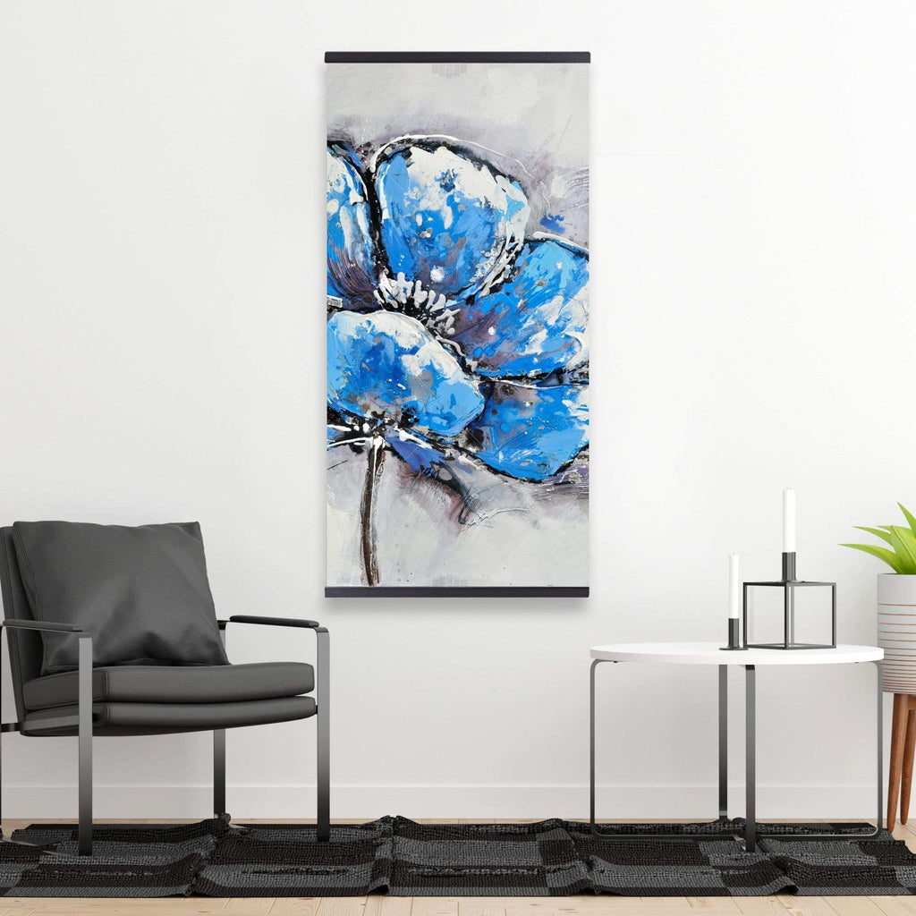 Abstract Blue Petals - Wooden Magnetic Frame