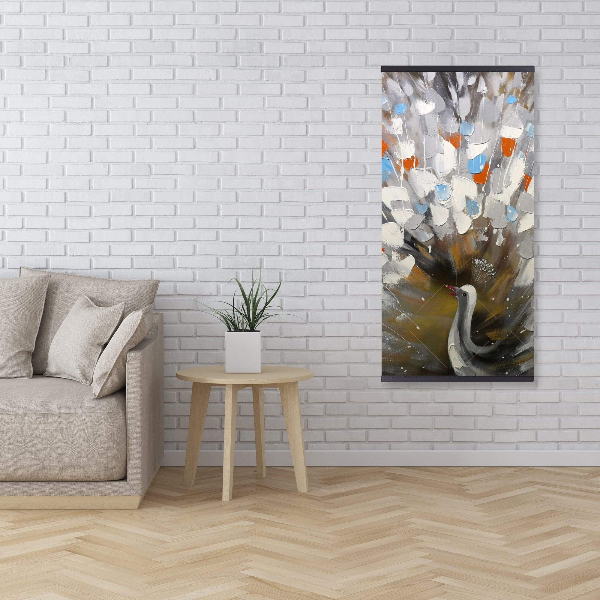 Abstract Color Spotted Peacock - Wooden Magnetic Frame