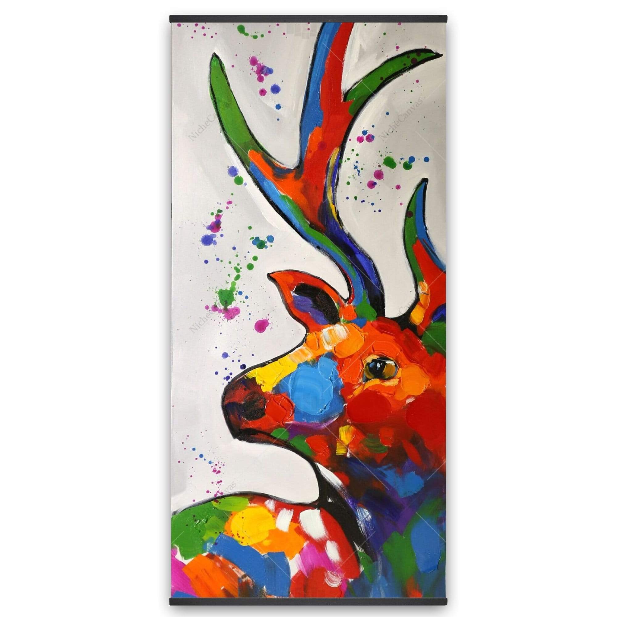 Abstract Colorful Deer With Paint Splash - Wooden Magnetic Frame