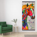 Abstract Colorful Horse With Paint Splash - Wooden Magnetic Frame