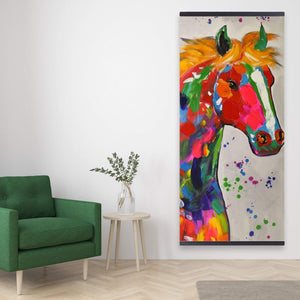 Abstract Colorful Horse With Paint Splash - Wooden Magnetic Frame