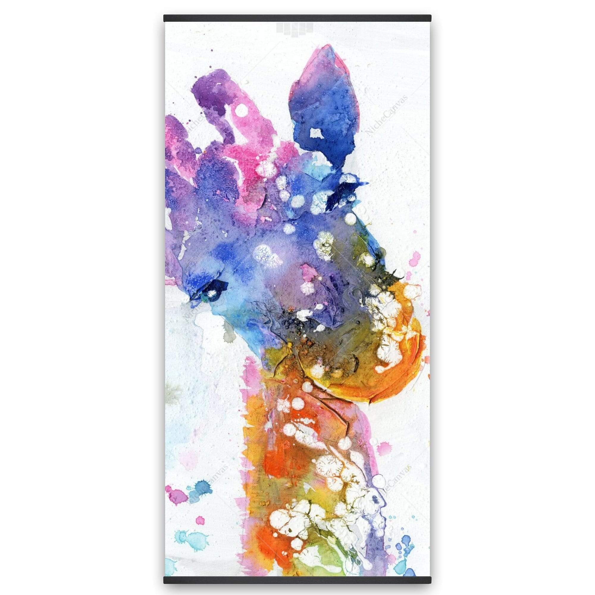 Abstract Giraffe With Color Splash - Wooden Magnetic Frame