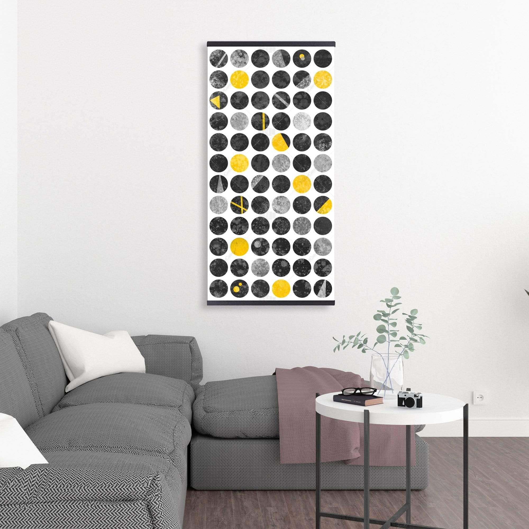 Abstract Grunge Circles - Wooden Magnetic Frame