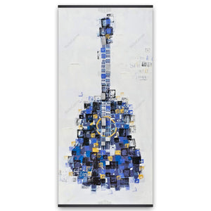 Abstract Guitar Made Of Squares - Wooden Magnetic Frame