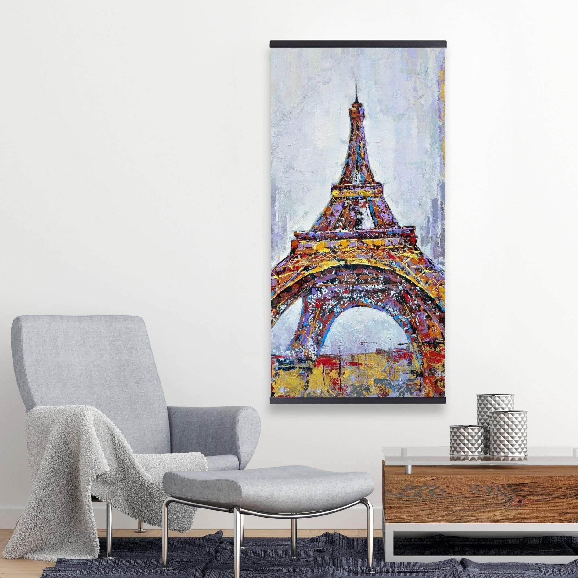 Abstract Paint Splash Eiffel Tower - Wooden Magnetic Frame