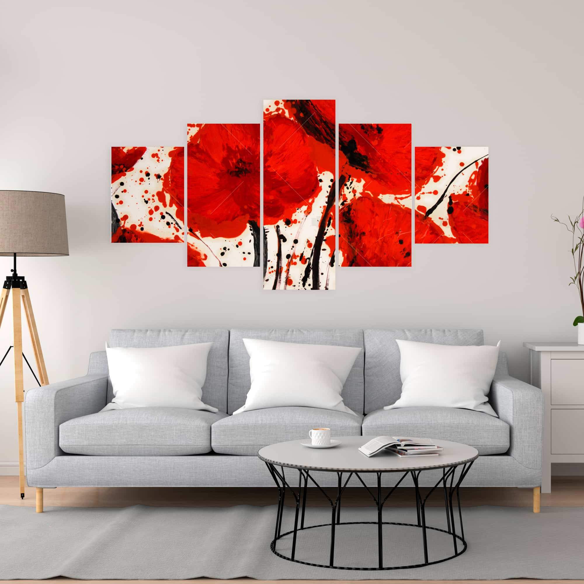 Abstract Paint Splash Red Flowers