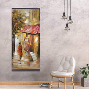 Abstract Street With Passers - Wooden Magnetic Frame