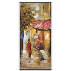 Abstract Street With Passers - Wooden Magnetic Frame