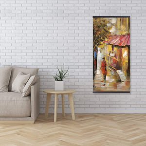 Abstract Street With Passers - Wooden Magnetic Frame