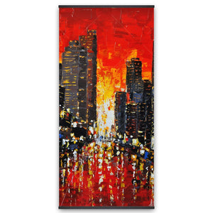 Abstract Sunset On The City - Wooden Magnetic Frame