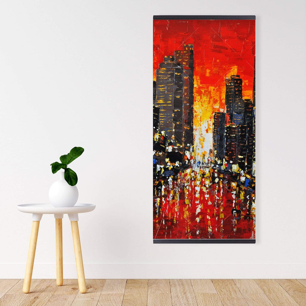 Abstract Sunset On The City - Wooden Magnetic Frame