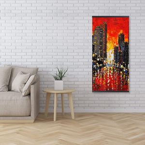 Abstract Sunset On The City - Wooden Magnetic Frame