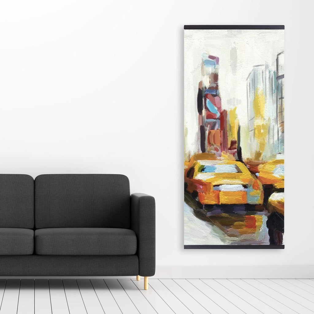 Abstract Yellow Taxis - Wooden Magnetic Frame