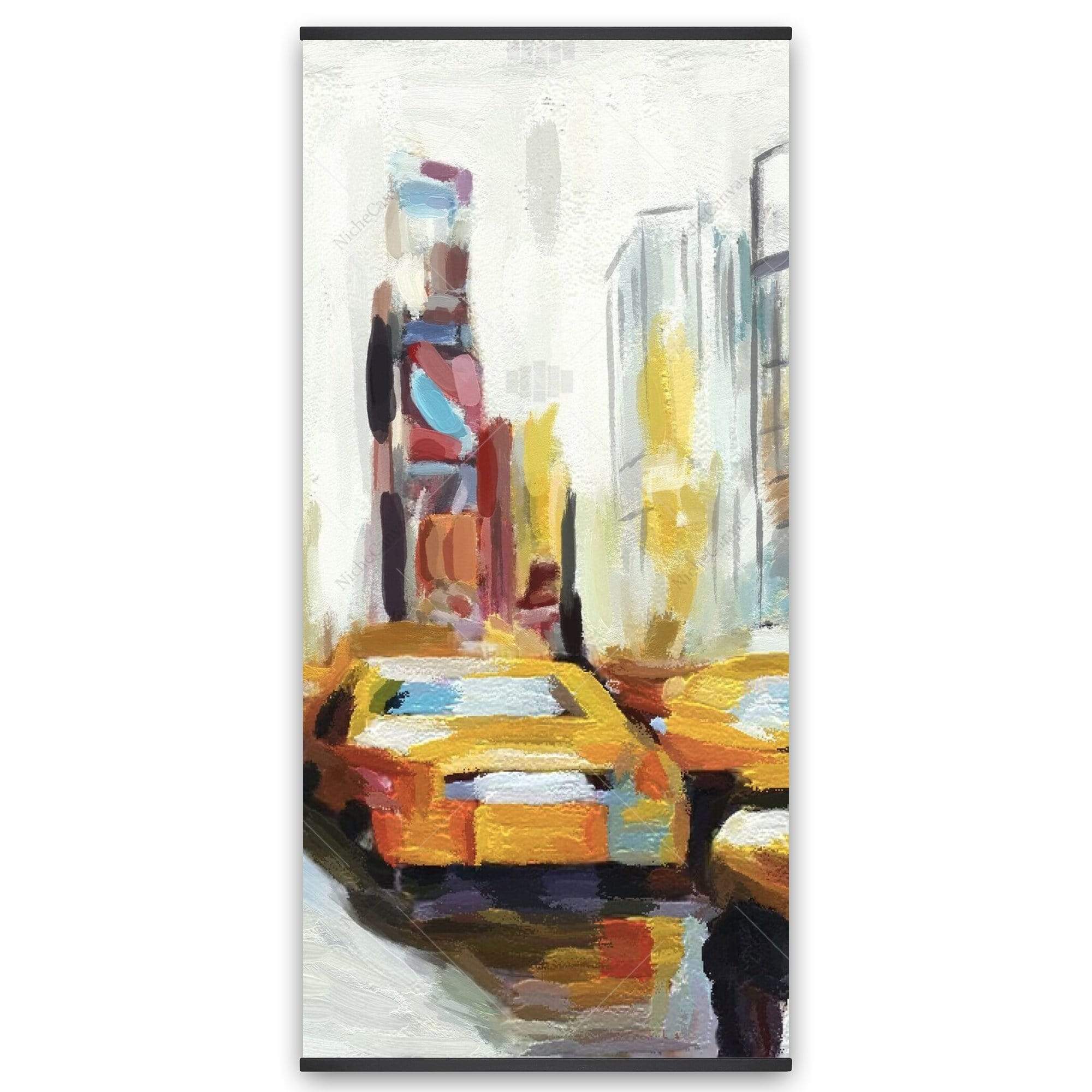 Abstract Yellow Taxis - Wooden Magnetic Frame