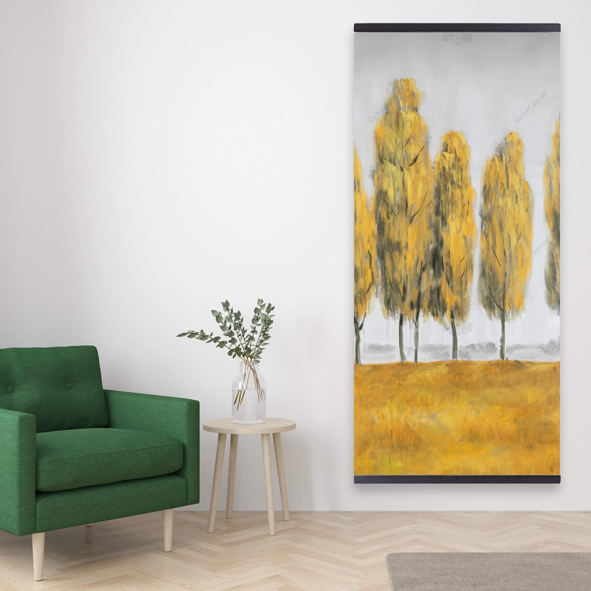 Abstract Yellow Trees - Wooden Magnetic Frame