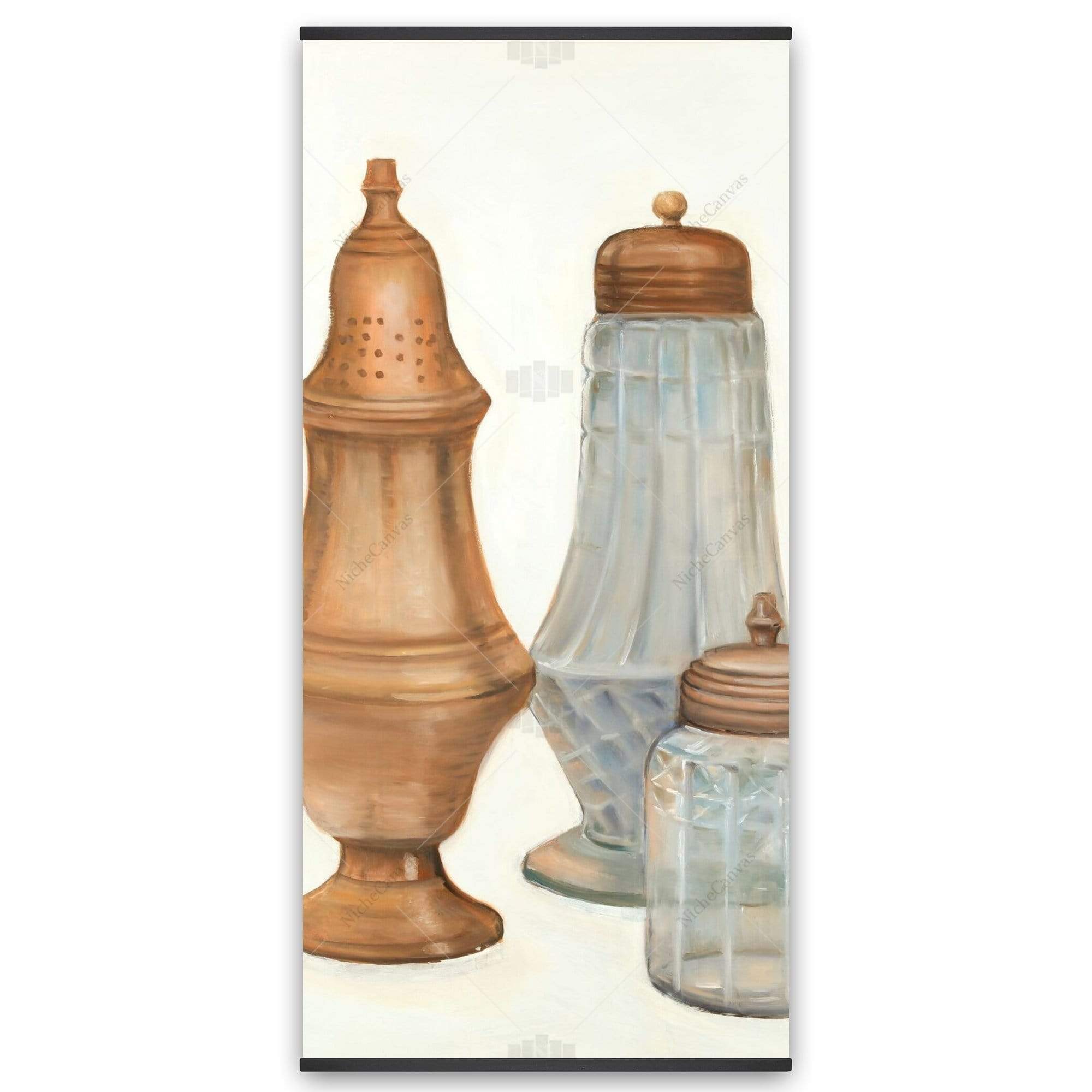 Antique Salt And Pepper Shaker - Wooden Magnetic Frame