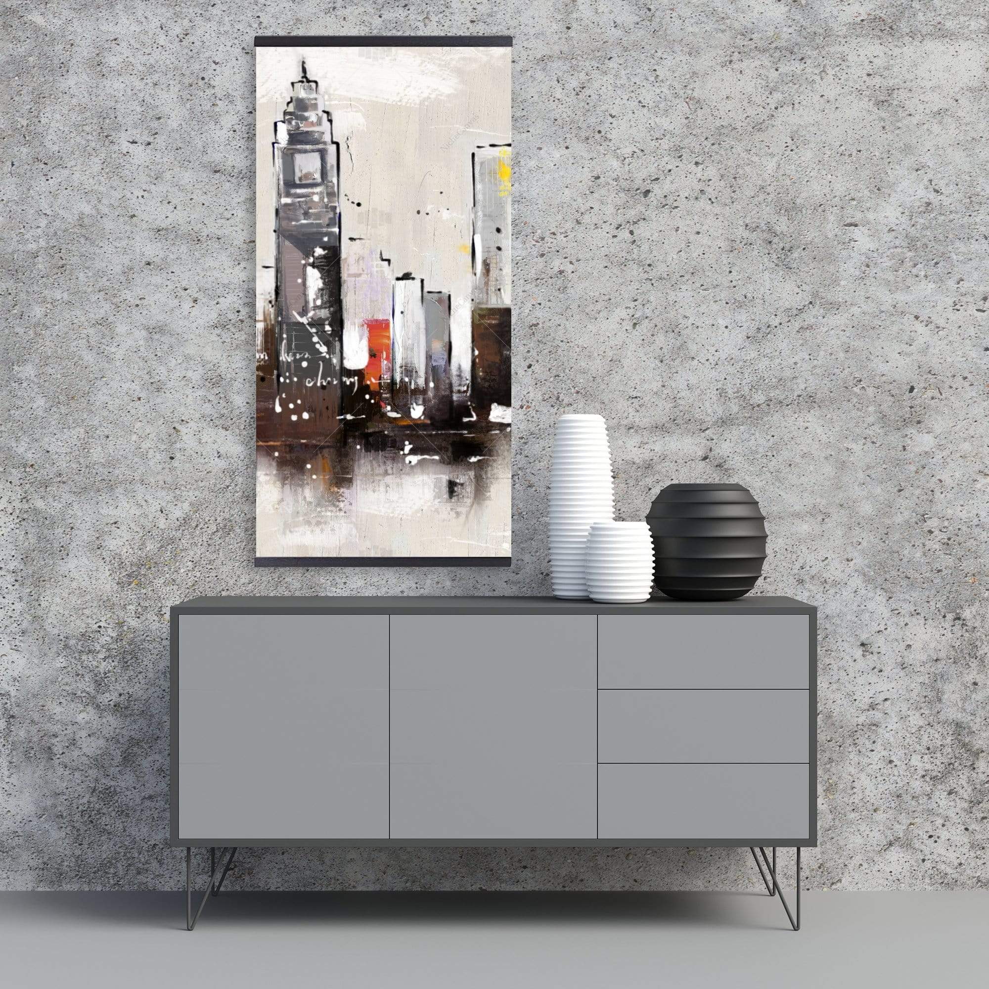 Artistic Cityscape - Wooden Magnetic Frame