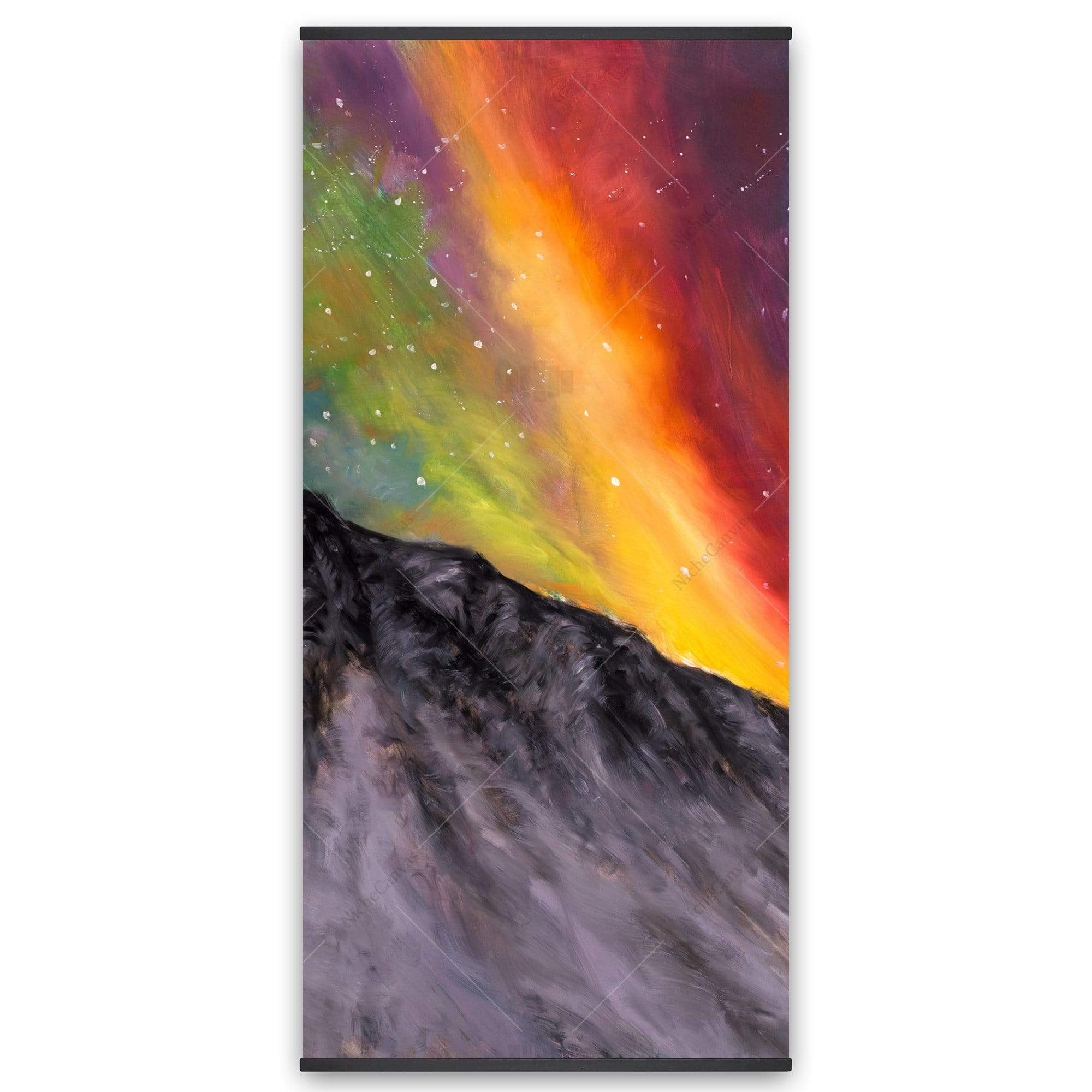 Aurora Borealis In The Mountain - Wooden Magnetic Frame