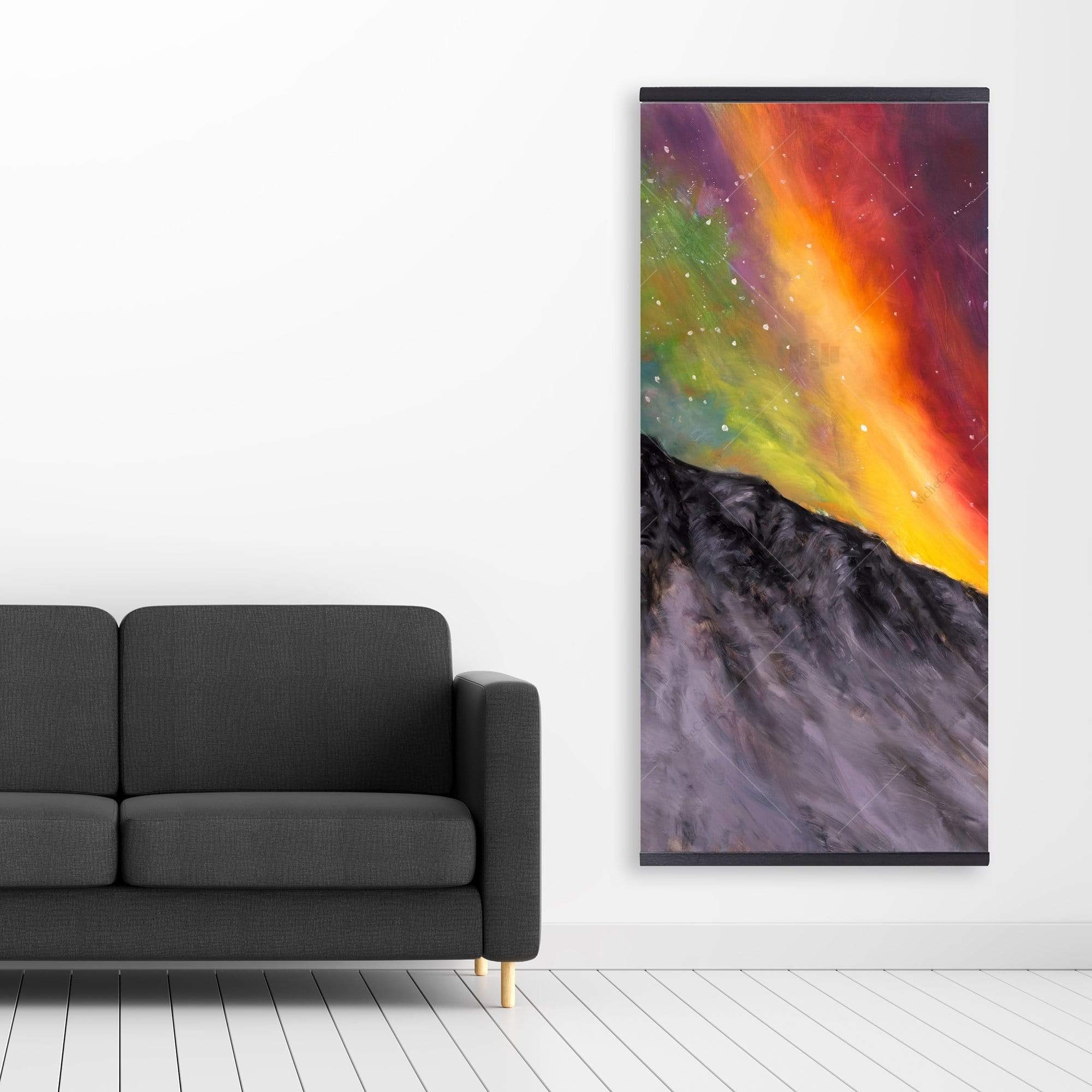 Aurora Borealis In The Mountain - Wooden Magnetic Frame