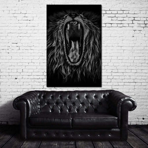 Black and White Roaring Lion