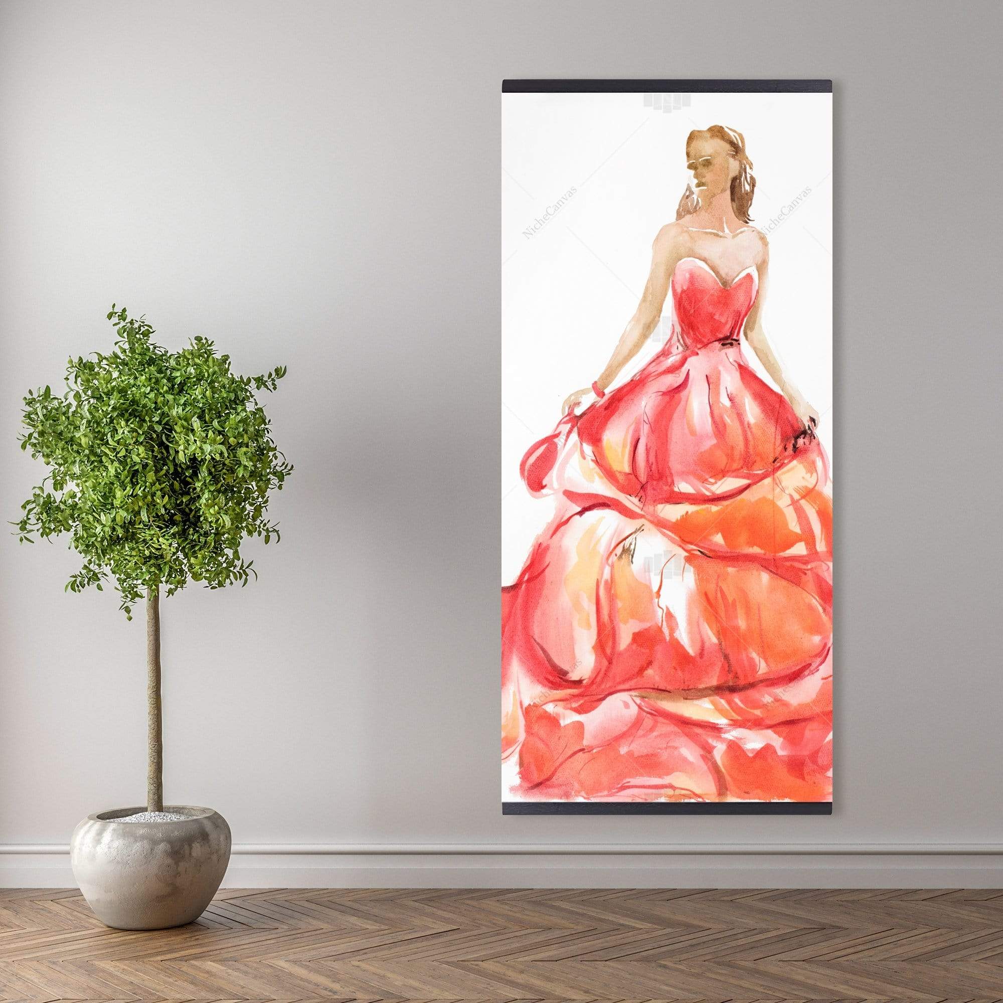 Beautiful Red Prom Dress - Wooden Magnetic Frame