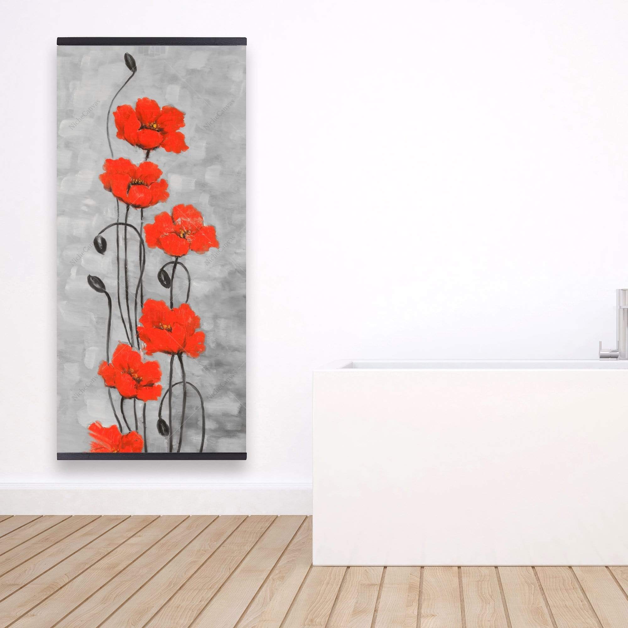 Big Red Flowers - Wooden Magnetic Frame