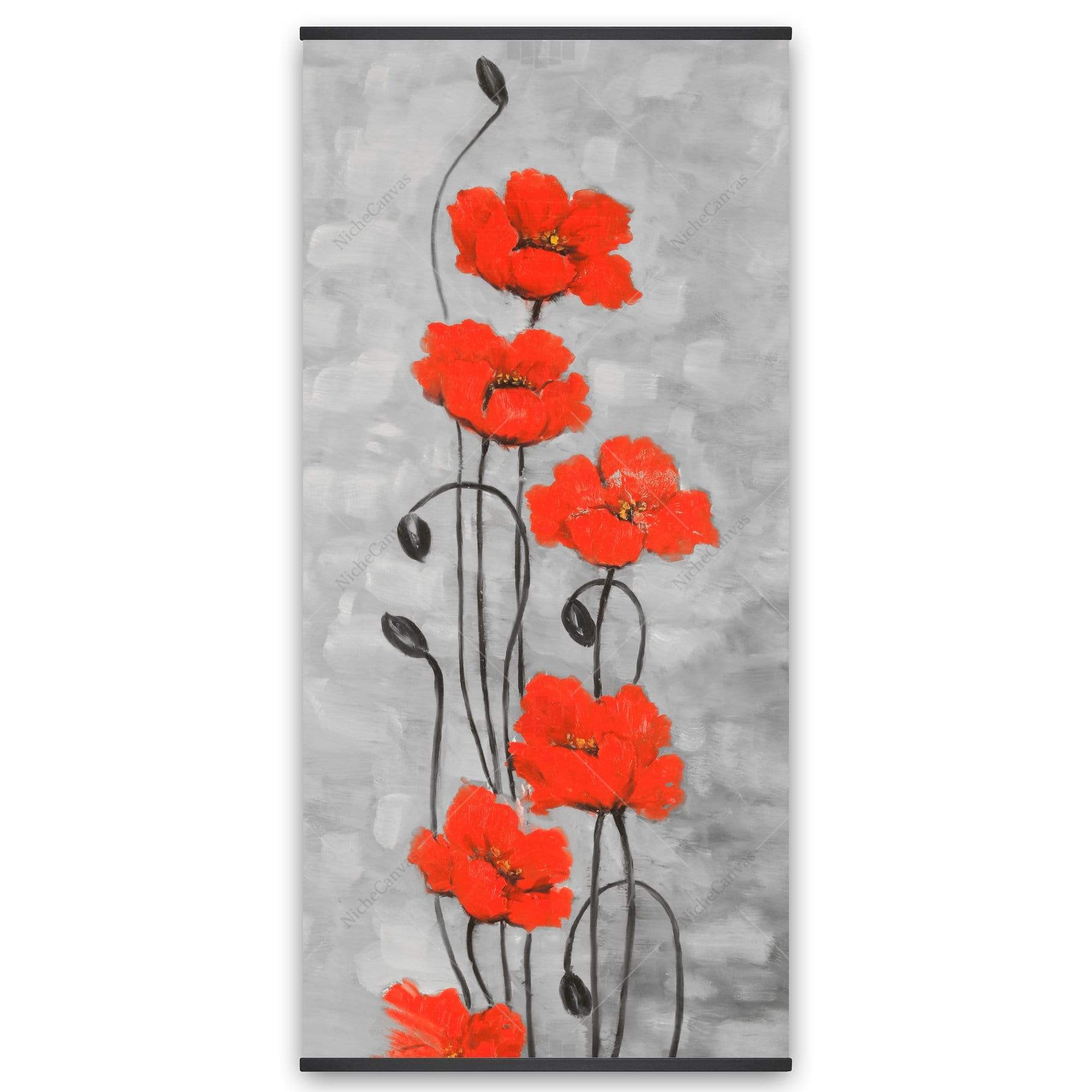 Big Red Flowers - Wooden Magnetic Frame