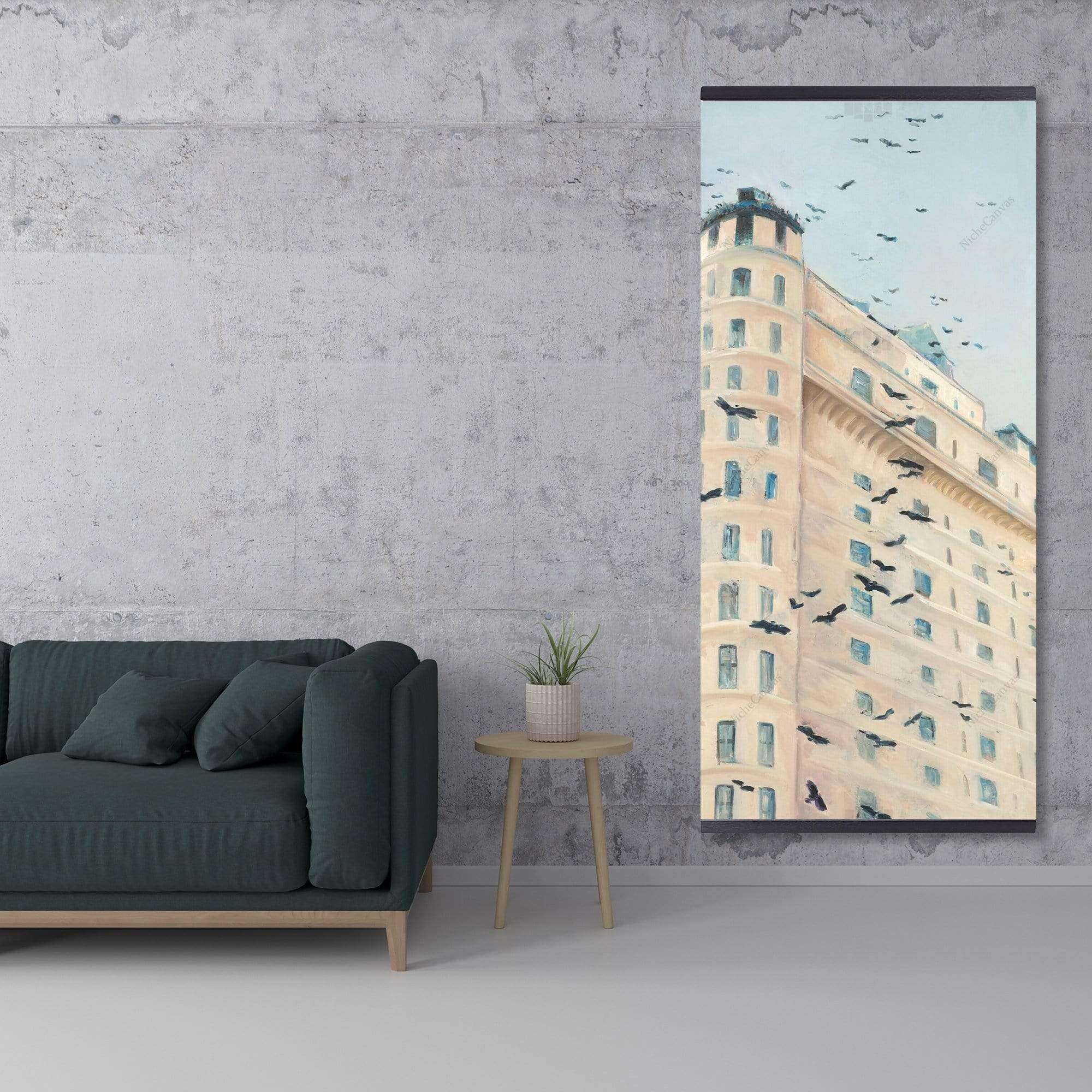 Birds Flying In Front Of A Building - Wooden Magnetic Frame