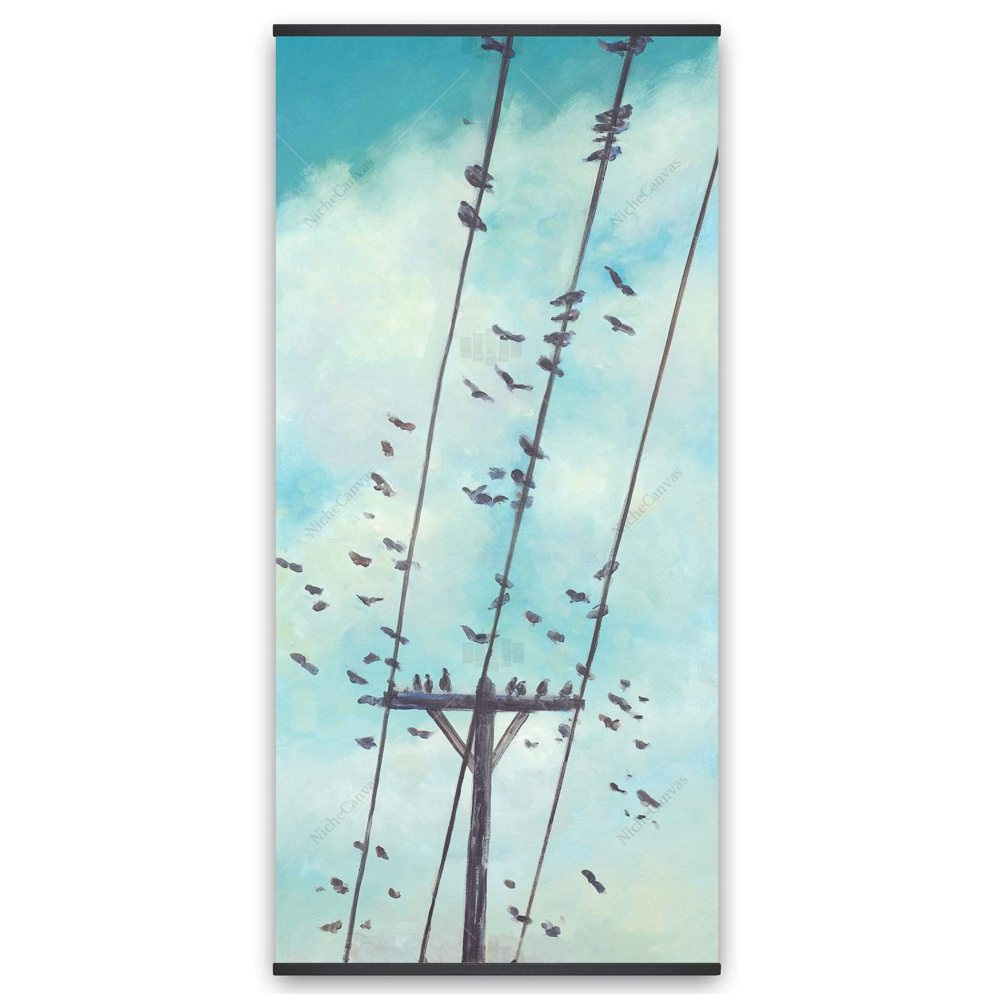 Birds On Electric Wire - Wooden Magnetic Frame