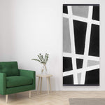 Black And White Abstract Lines - Wooden Magnetic Frame