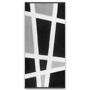 Black And White Abstract Lines - Wooden Magnetic Frame