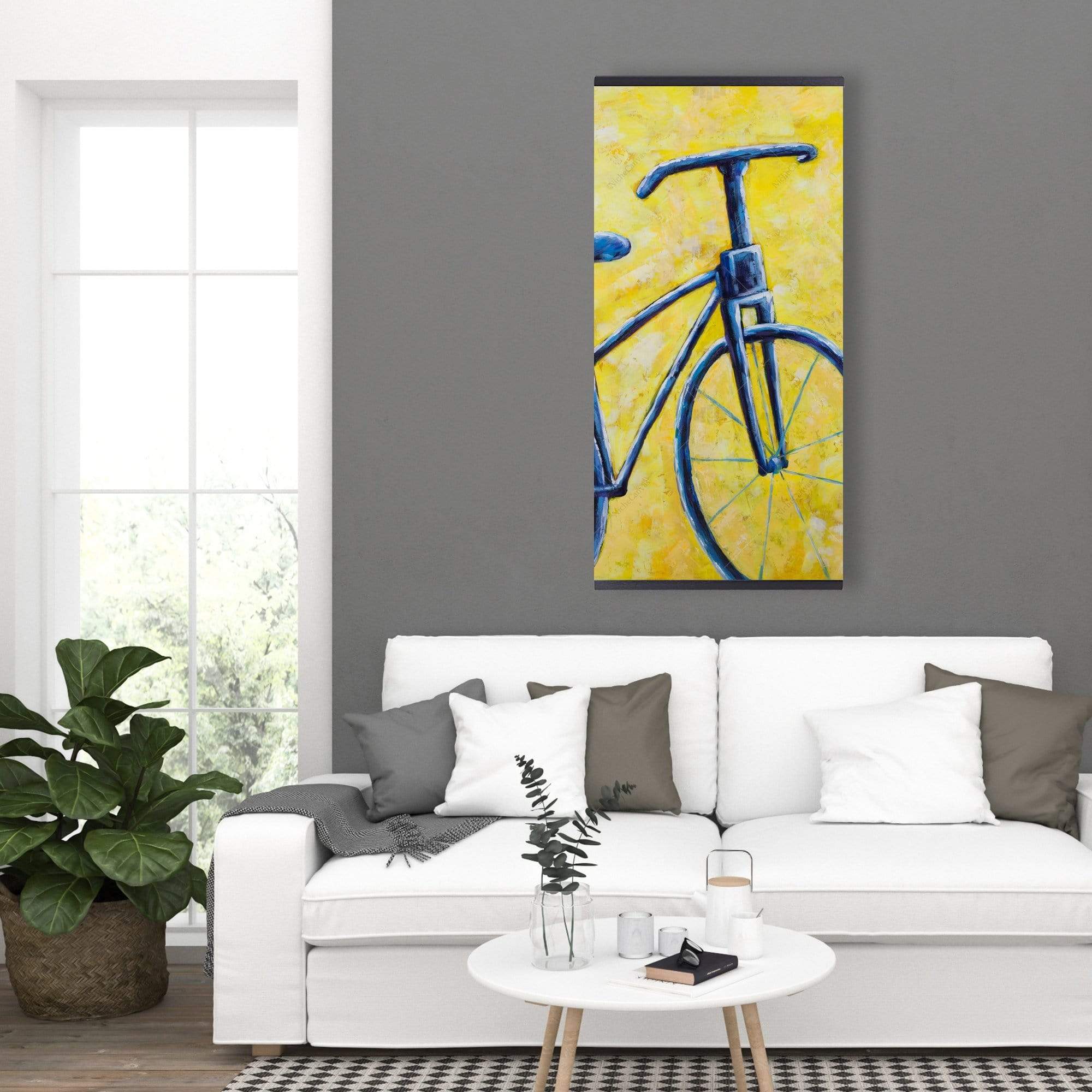 Blue Bike Abstract  - Wooden Magnetic Frame