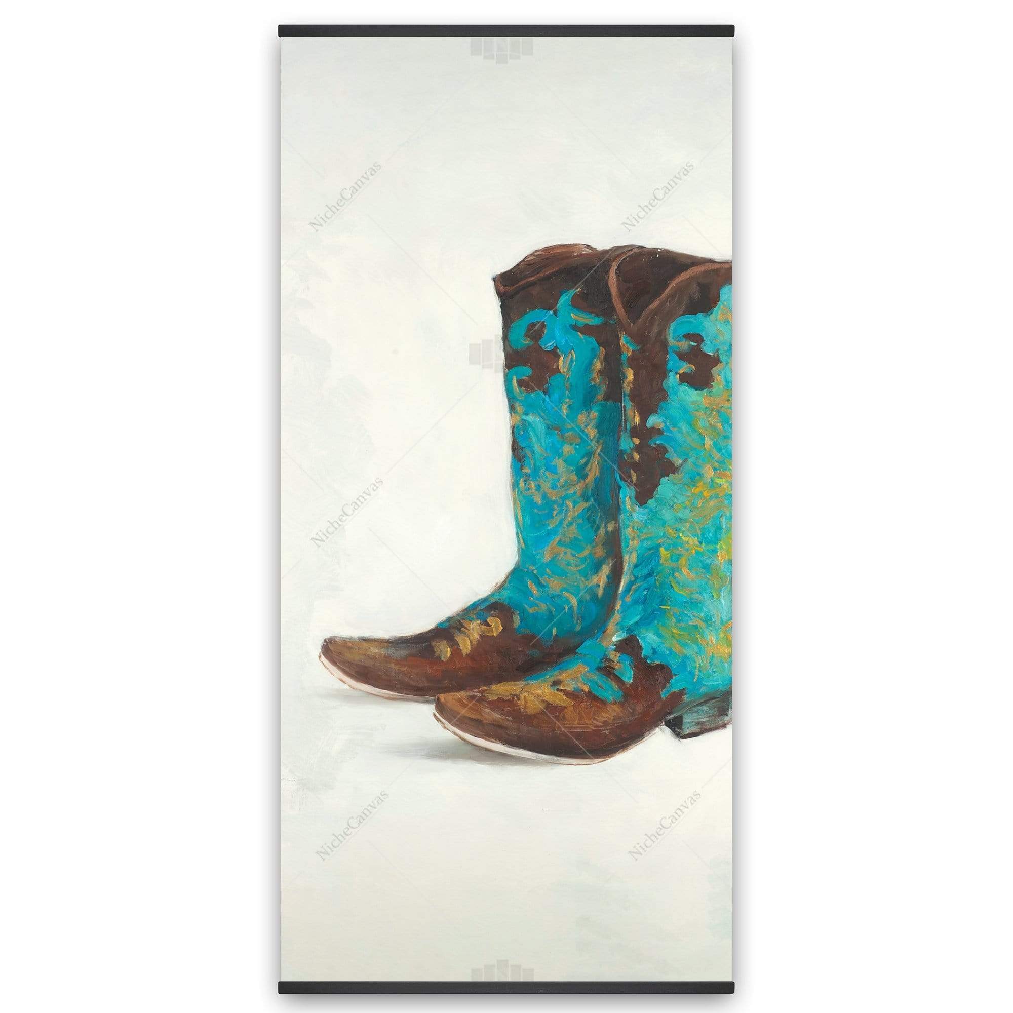 Blue Cowboy Boots - Wooden Magnetic Frame