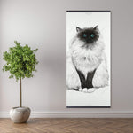 Blue Eyes Fluffy Siamese Cat - Wooden Magnetic Frame