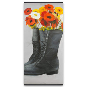 Boots Full Of Flowers - Wooden Magnetic Frame