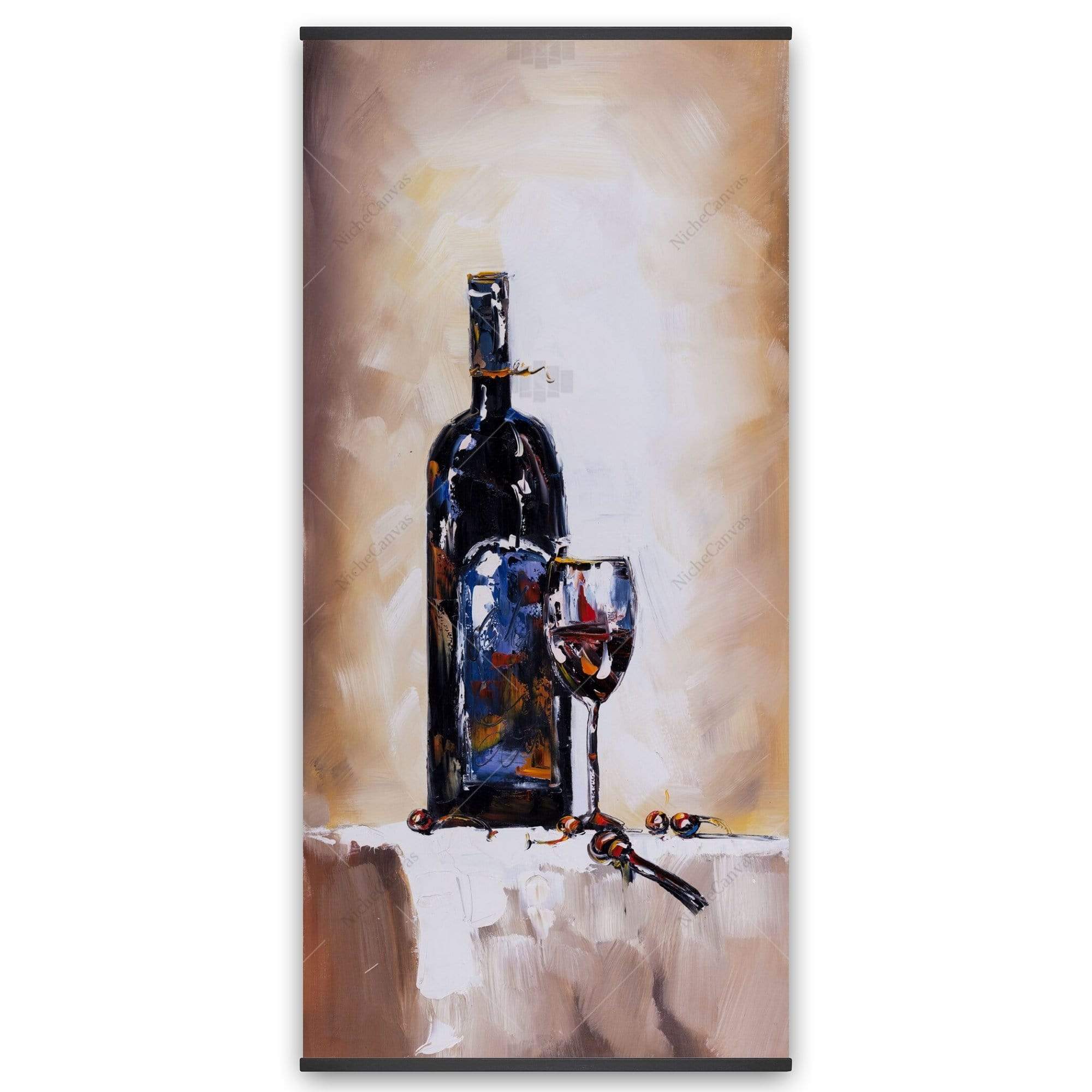 Bottle And A Glass Of Red Wine - Wooden Magnetic Frame