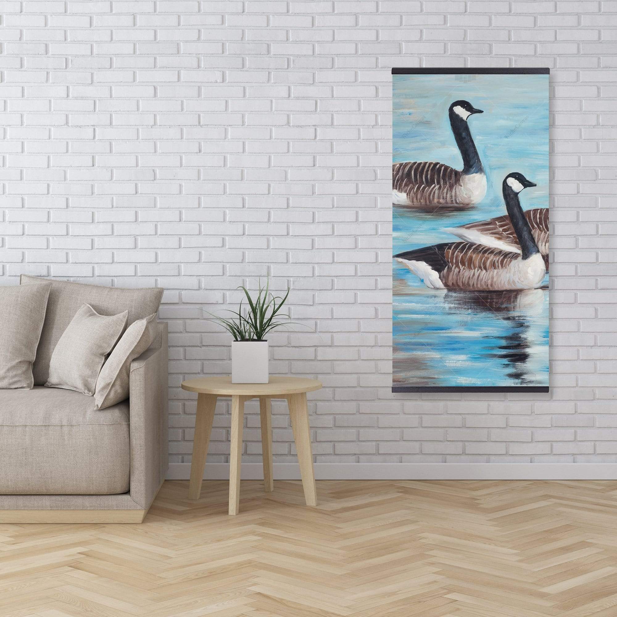 Bustards In The Water - Wooden Magnetic Frame