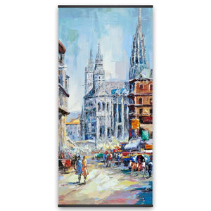 Busy Street By A Sunny Day - Wooden Magnetic Frame