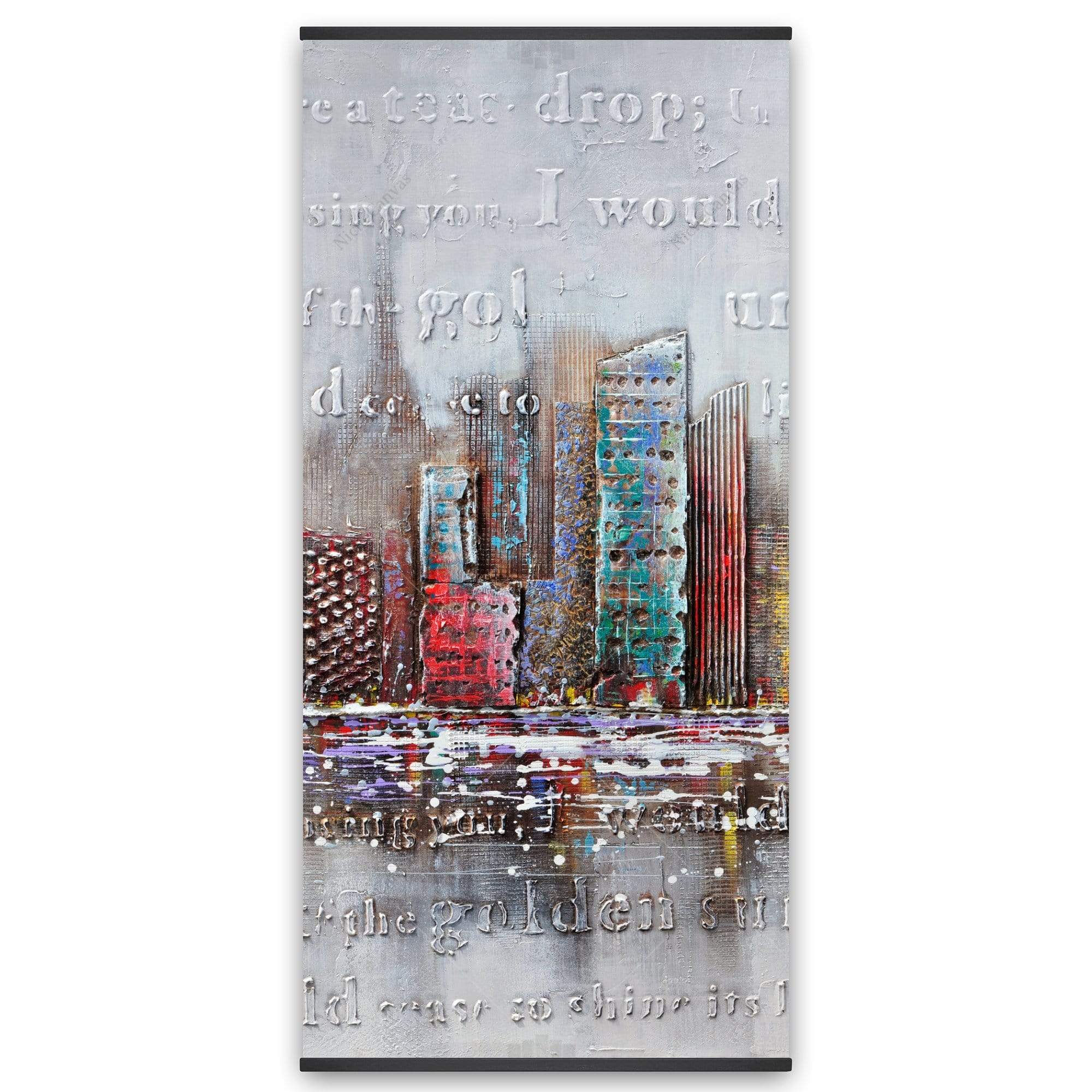 Cityscape With Typography In Relief - Wooden Magnetic Frame