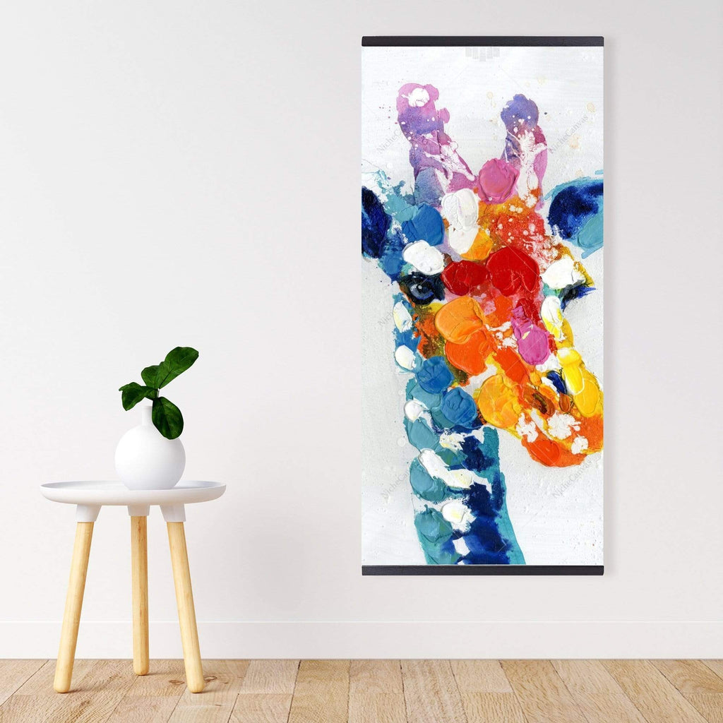 Color Spotted Abstract Giraffe - Wooden Magnetic Frame