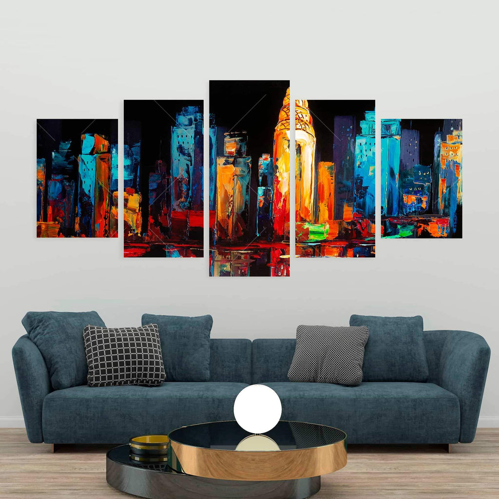 Colorful Abstract Cityscape On A Dark Background