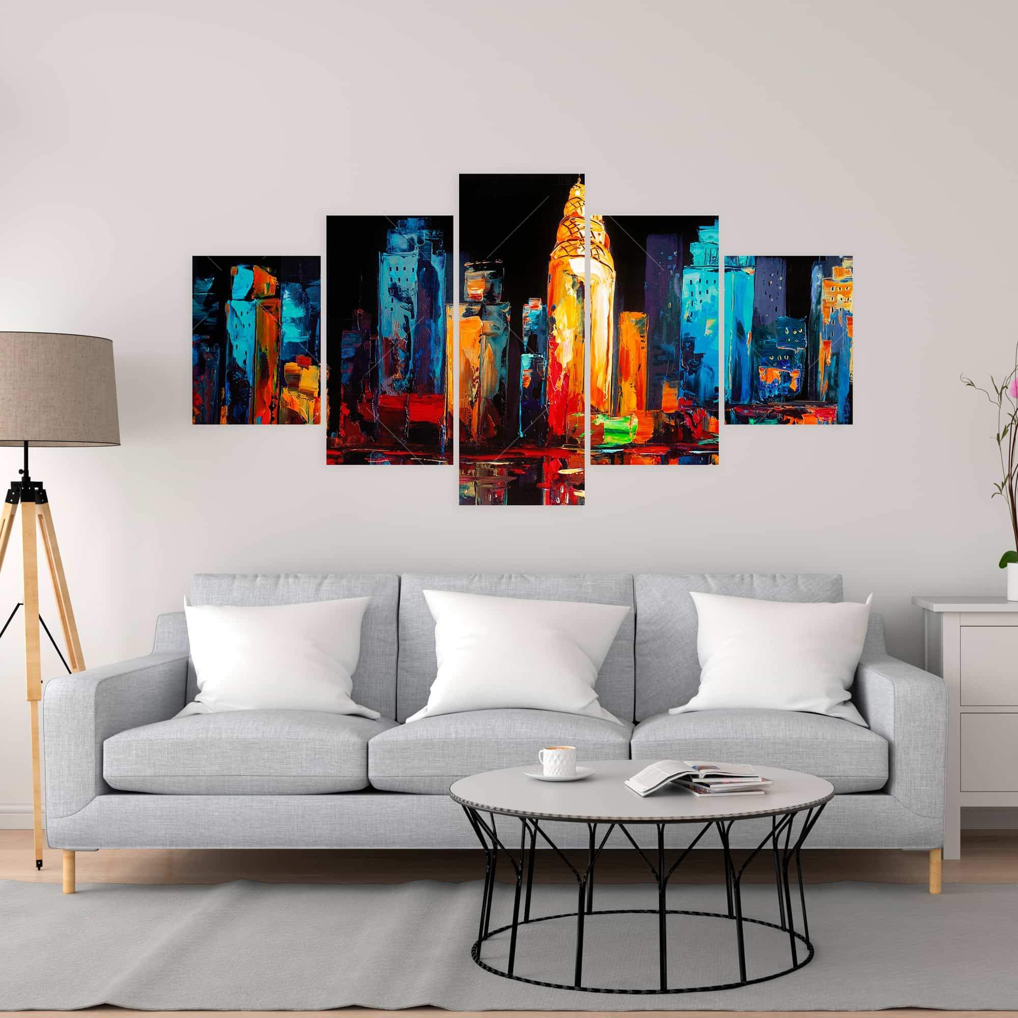 Colorful Abstract Cityscape On A Dark Background