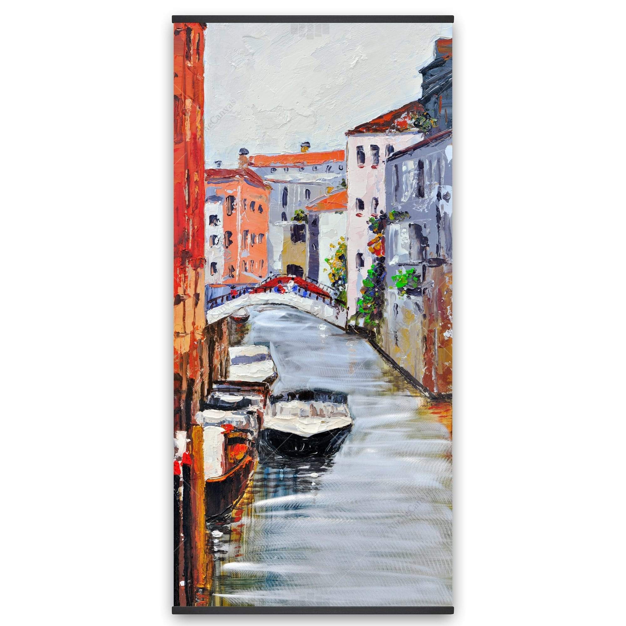 Colorful And Texturized City On The Water - Wooden Magnetic Frame