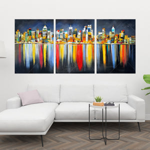 Colorful Reflection Of A Cityscape By Night