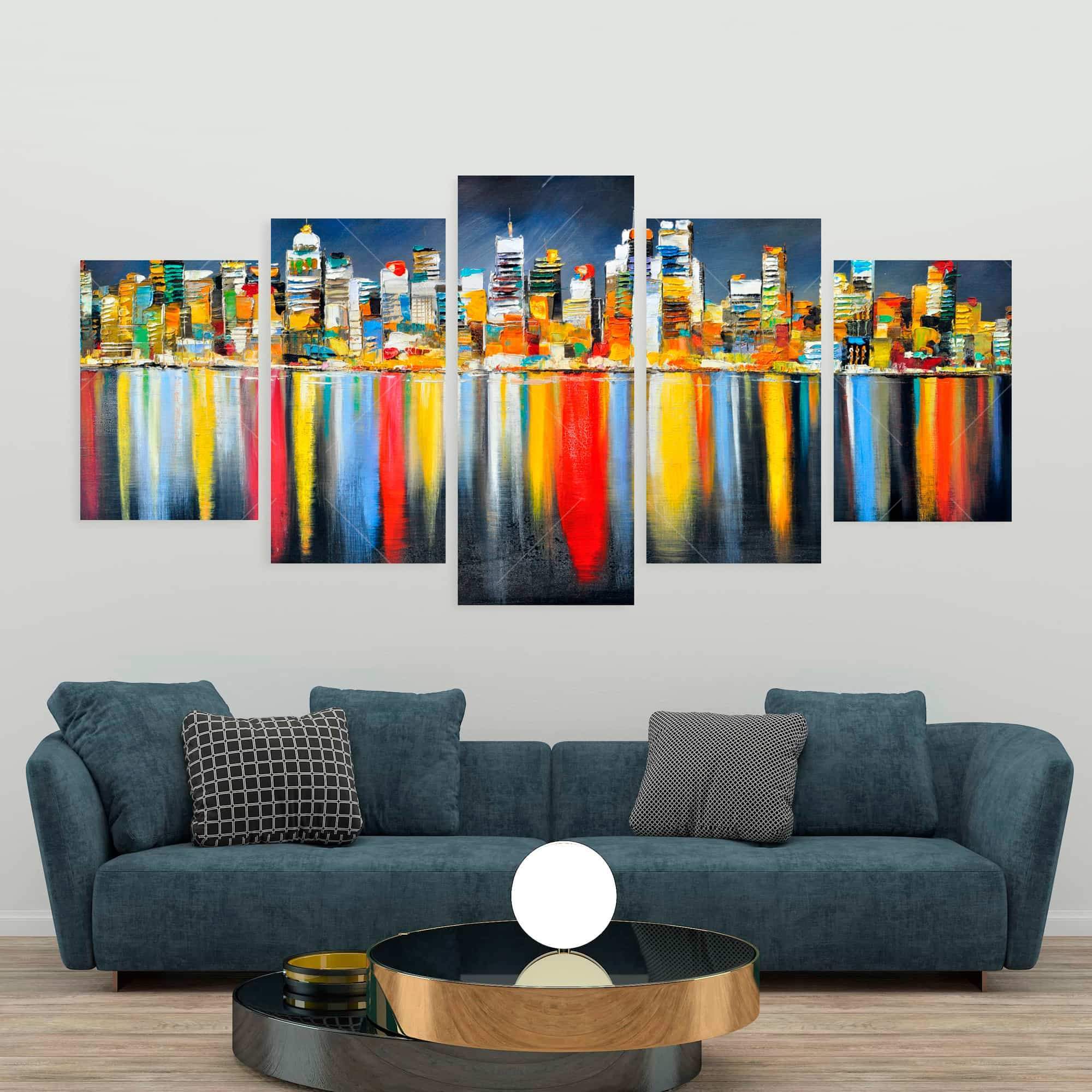 Colorful Reflection Of A Cityscape By Night