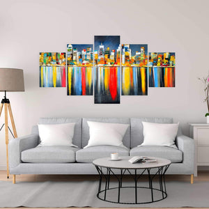 Colorful Reflection Of A Cityscape By Night