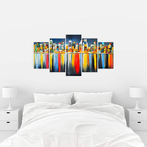 Colorful Reflection Of A Cityscape By Night